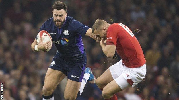 Alex Dunbar in action for Scotland against Wales in 2018