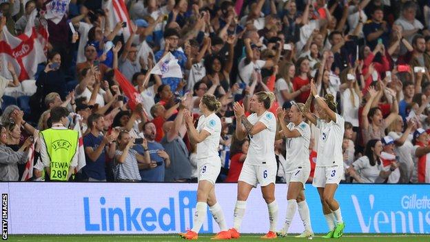 England players celebrate with the crowd