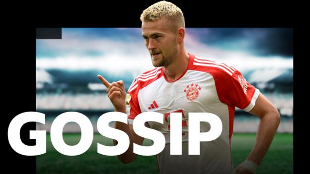 Bayern Munich defender Matthijs de Ligt and the BBC Gossip logo
