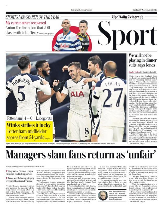 Friday's back pages BBC Sport