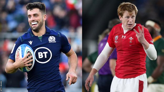 A split image of Scotland fly-half Adam Hastings (left) and Wales fly-half Rhys Patchell
