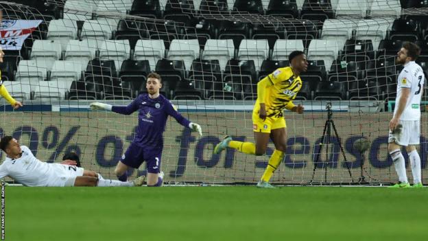 Chiedozie Ogbene runs away to celebrate his eighth goal of the season - and first since early December
