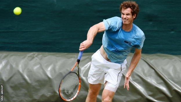 Andy Murray training at Wimbledon