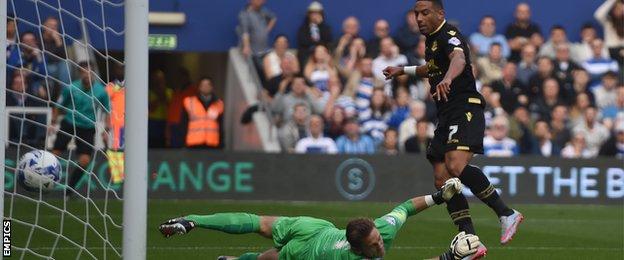 Bolton's Liam Feeney scores past Robert Green