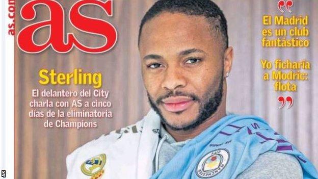 Raheem Sterling on the cover of Spanish publication AS