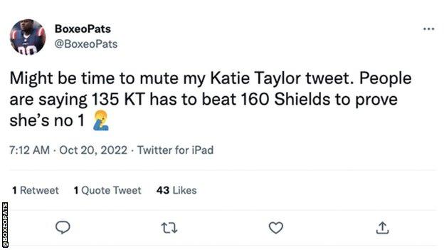 Tweet about Katie Taylor and Claressa Shields.