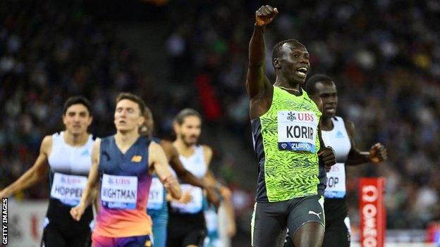 Emmanuel Korir wins the 800m title at the Zurich Diamond League