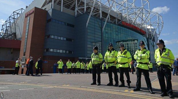 Police outside the Old Trafford stadium