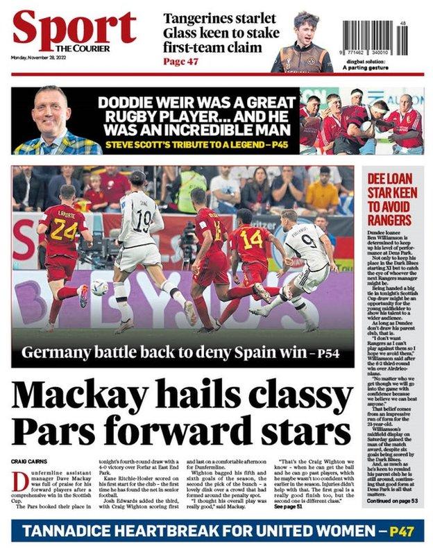 Back page of the Dundee Courier