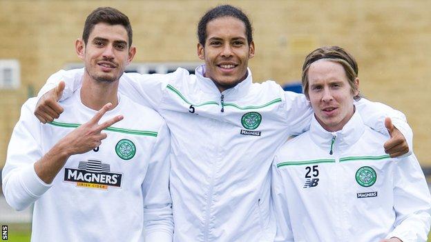 Celtic's Nir Bitton, Virgil van Dijk and Stefan Johansen