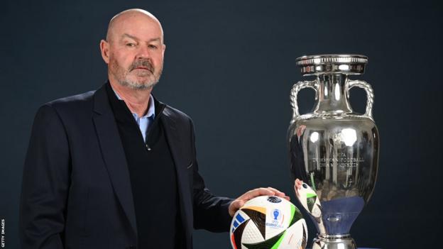 Scotland manager Steve Clarke with the European Championship trophy and ball