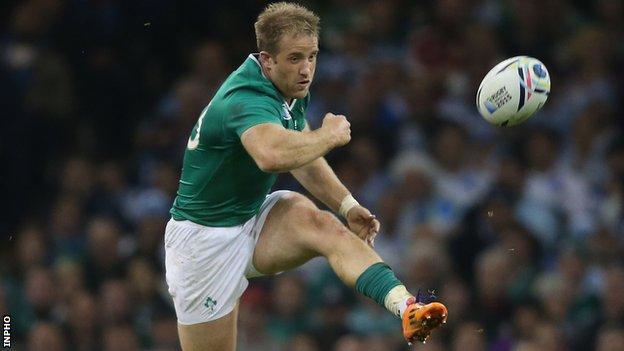 Luke Fitzgerald in action for Ireland in the World Cup quarter-final defeat by Argentina in 2015