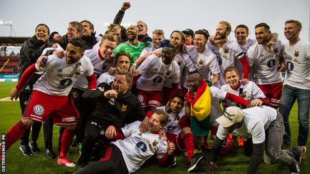 Ostersunds celebrate their Swedish Cup win