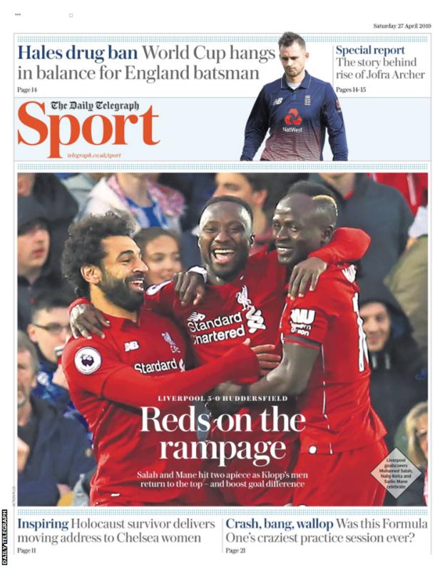 Saturday's Daily Telegraph Sport