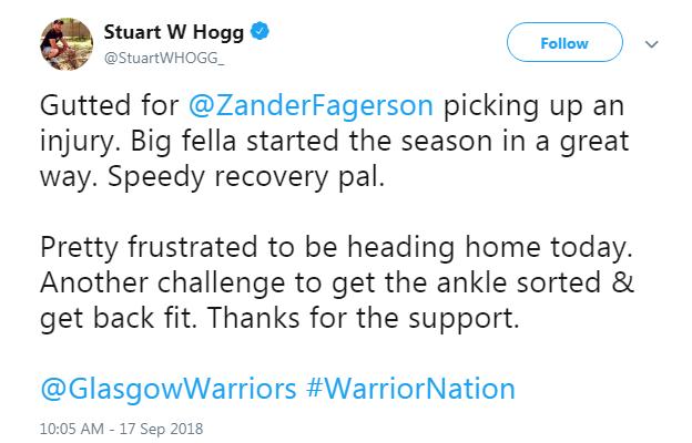Stuart Hogg tweet