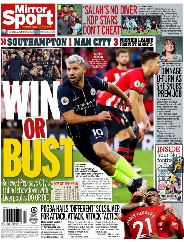 The Daily Mirror back page
