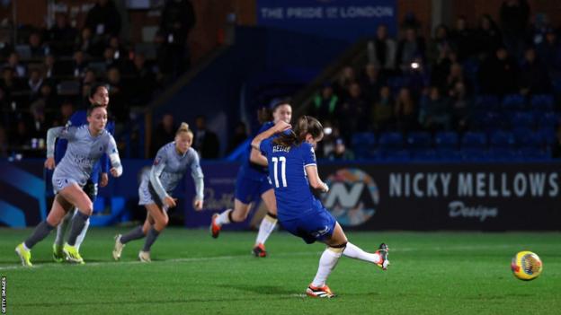 Guro Leiten scored two penalties against Everton, taking her tally of goals in the Women's Super League to three this season, following October's 1-1 draw with title rivals Manchester City.