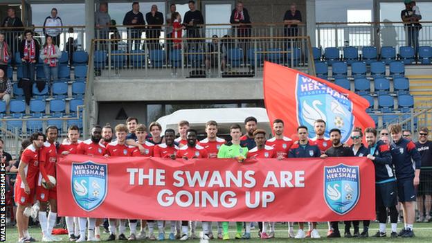 Walton & Hersham's players celebrate promotion