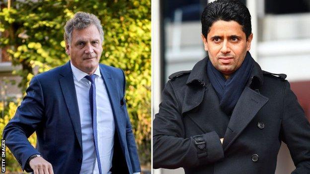 Nasser Al-Khelaifi (right of Jerome Valcke) has been president of PSG since 2011
