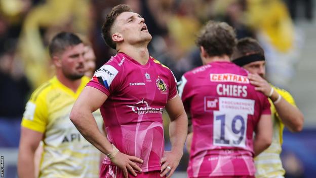 Henry Slade shows his disappointment as Exeter go out out of the Champions Cup