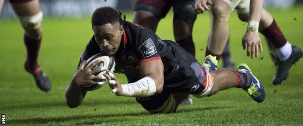 Viliame Mata crosses for Edinburgh but his try is disallowed