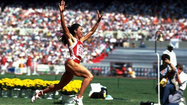 Florence Griffith-Joyner winning the 200m at the 1988 Seoul Olympic Games