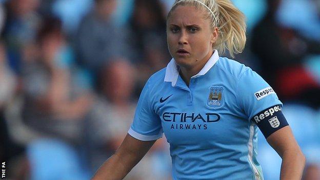 Steph Houghton in action for Manchester City Women
