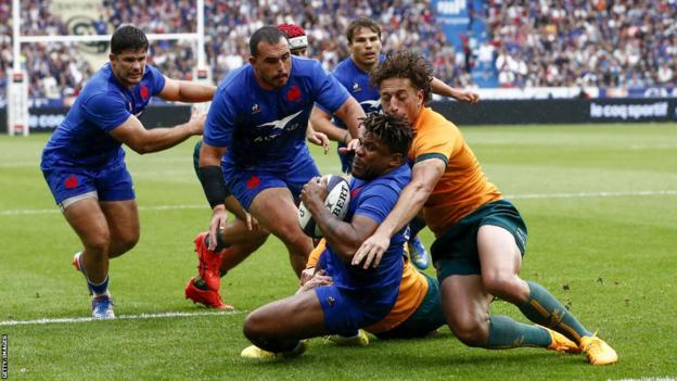 Jonathan Danty scoring against Australia