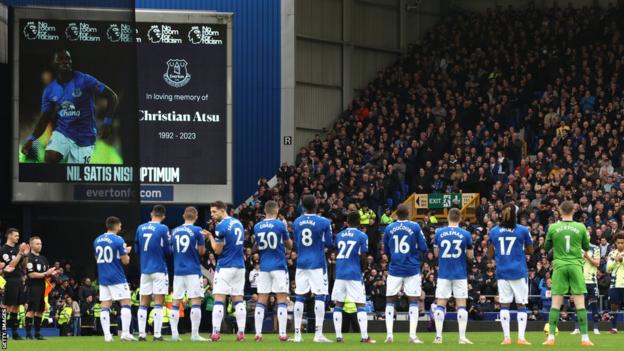 A minute's applause for Atsu was held before Everton's match at Goodison Park against Leeds