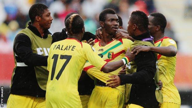 Adama Traore of Mali celebrates