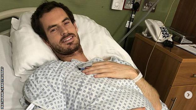 Murray in a hospital bed