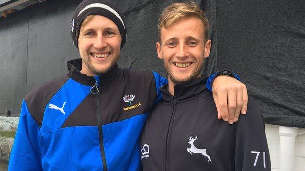 Yorkshire's Joe Root and Nottinghamshire's Billy Root