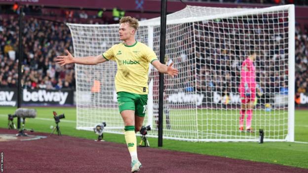 Tommy Conway celebrates scoring against West Ham
