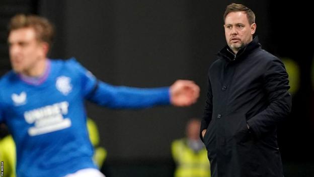 Michael Beale looks on from the touchline during his spell as Rangers manager