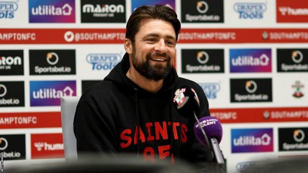 Russell Martin speaks at a Southampton press conference