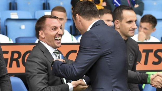 Celtic manager Brendan Rodgers and Kilmarnock manager Lee McCulloch
