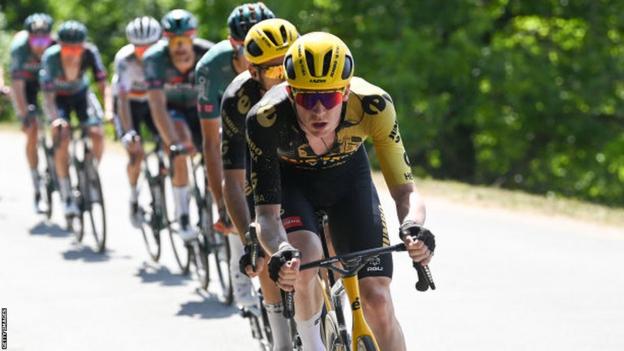 Nathan van Hooydonck riding at the 2023 Tour de France