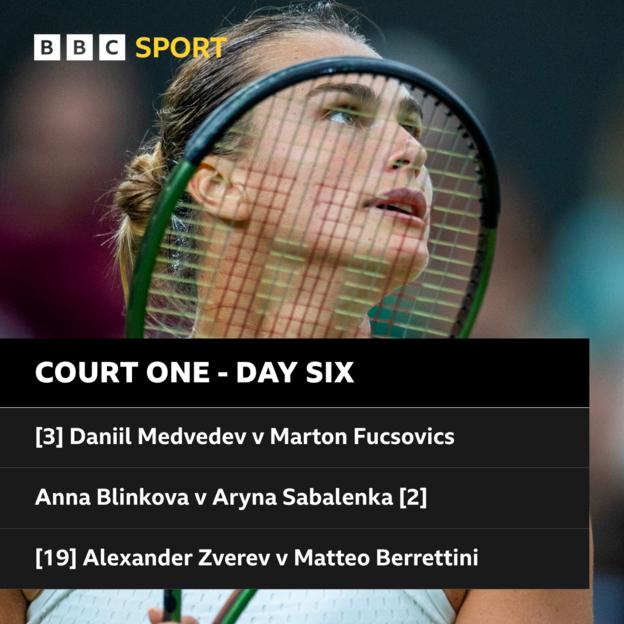 The order of play for Court One on Saturday at Wimbledon