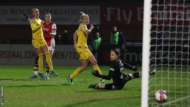 Arsenal's Vivianne Miedema opens the scoring against Reading in the Women's Super League
