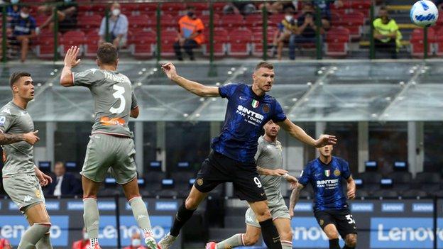 Flavio Bianchi (Genoa) celebrates after scoring a goal during