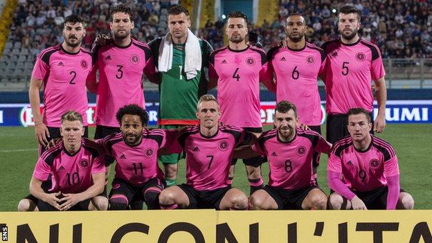 The Scotland team which started against Italy pose for a pre-match photo