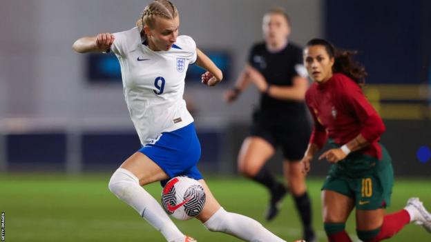 Aggie Beever-Jones in action for England against Portugal