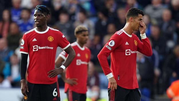 Paul Pogba (left) during Manchester United's defeat to Leicester