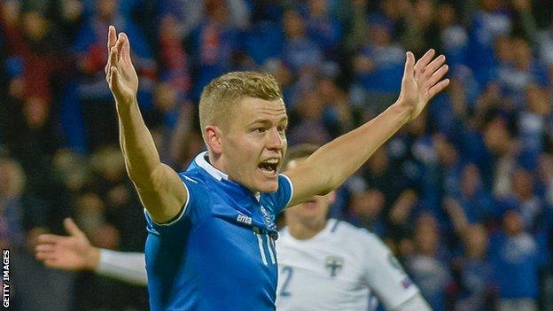 Alfred Finnbogason has scored in both of Iceland's 2018 World Cup qualifiers