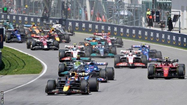 Max Verstappen leading the Canadian Grand Prix in 2022