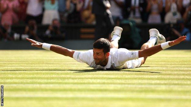 Novak Djokovic celebrates