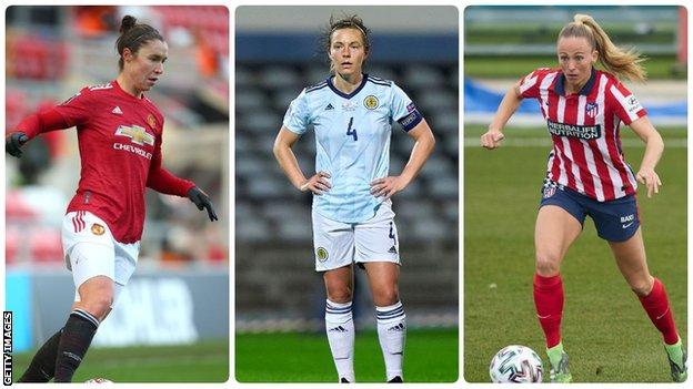 Jane Ross (Manchester United), Rachel Corsie (Birmingham City), Toni Duggan (Atletico Madrid)