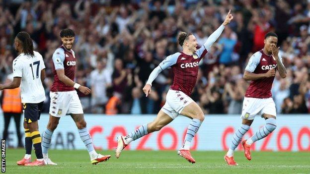 Matty Cash celebrates goal for Aston Villa