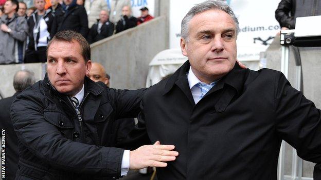 Brendan Rodgers and former Cardiff boss Dave Jones