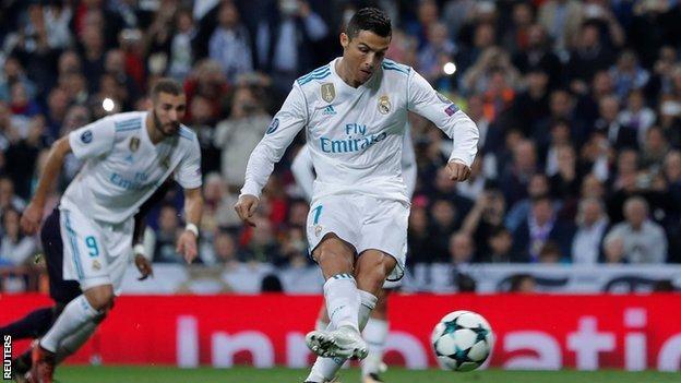 Cristiano Ronaldo scores the equaliser for Real Madrid